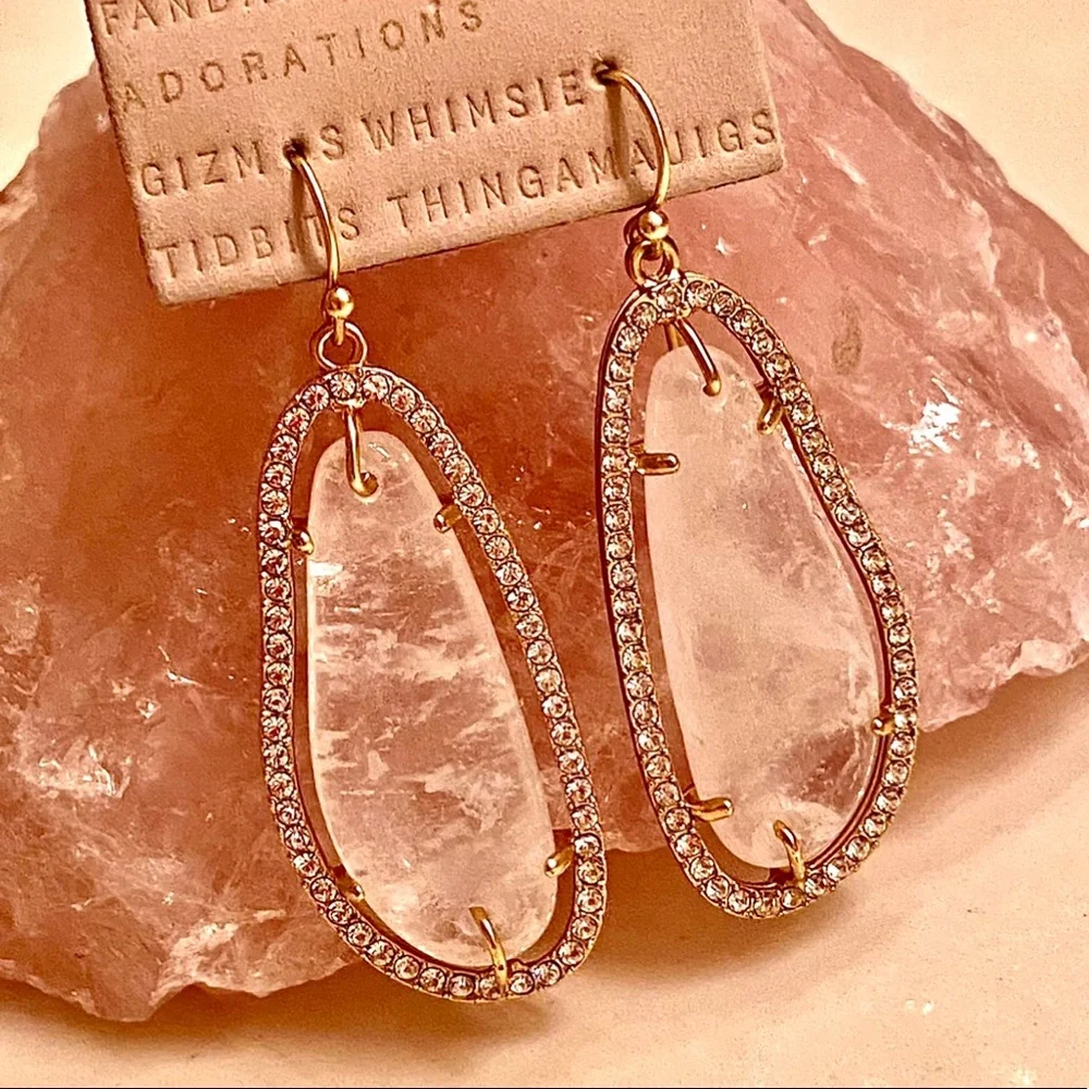 NWT Anthropologie Sohla Moonstone Crystal Earrings - Picture 10 of 14